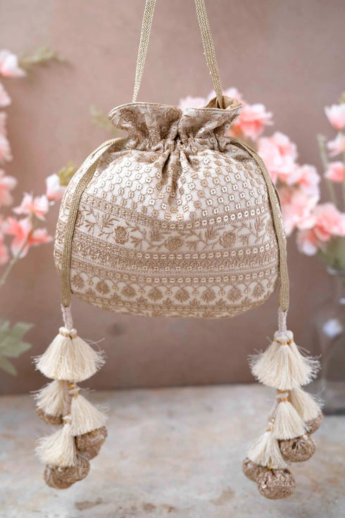 Resham Potli Bag Offwhite